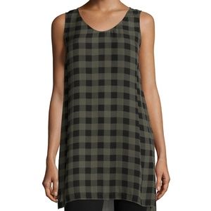 Eileen Fisher Sleeveless Buffalo Check Silk Tunic